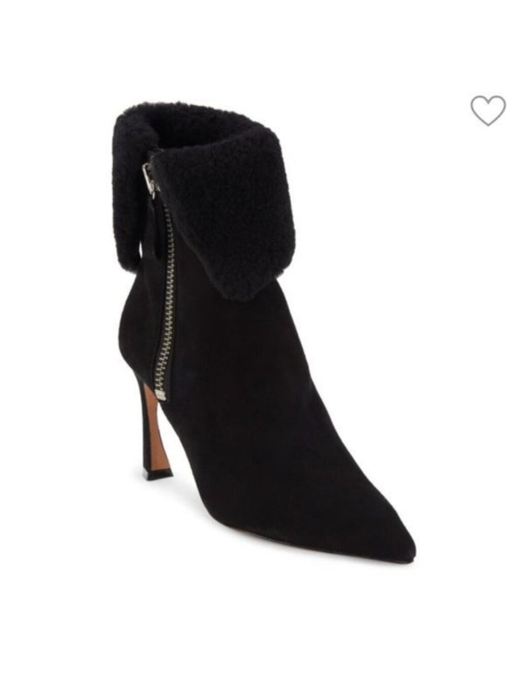 Alexandre Birman Mirabella 85 Black Curvy Shearling Suede Booties IT 39/US 8-8.5